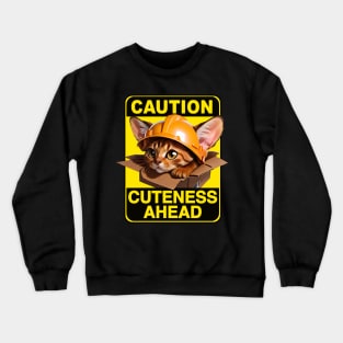 Devon Rex Cat Wearing Hardhat Crewneck Sweatshirt